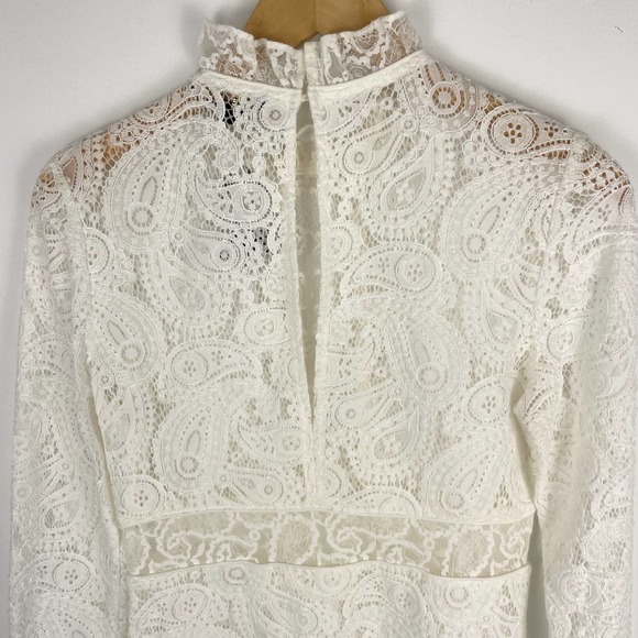 Maje Rilene Paisley Long Sleeve Guipure Lace Mini Dress White Medium New - Picture 10 of 16